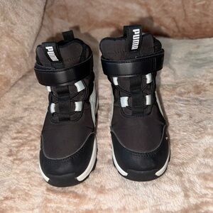 Puma Kids Black and White Mid-Top Sneakers